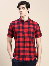 Men Red Checked Casual Shirt-WILLACHECKS-101-Red